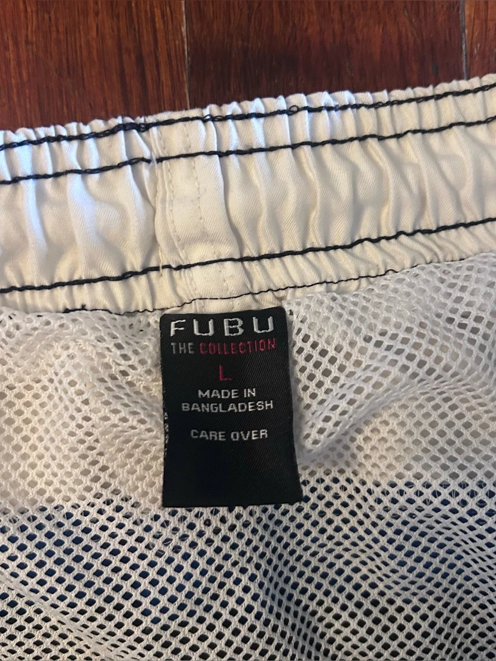 Vintage Y2K FUBU Streetwear Baggy Embroidered Logo Blue Swimsuit Swim Trunks L